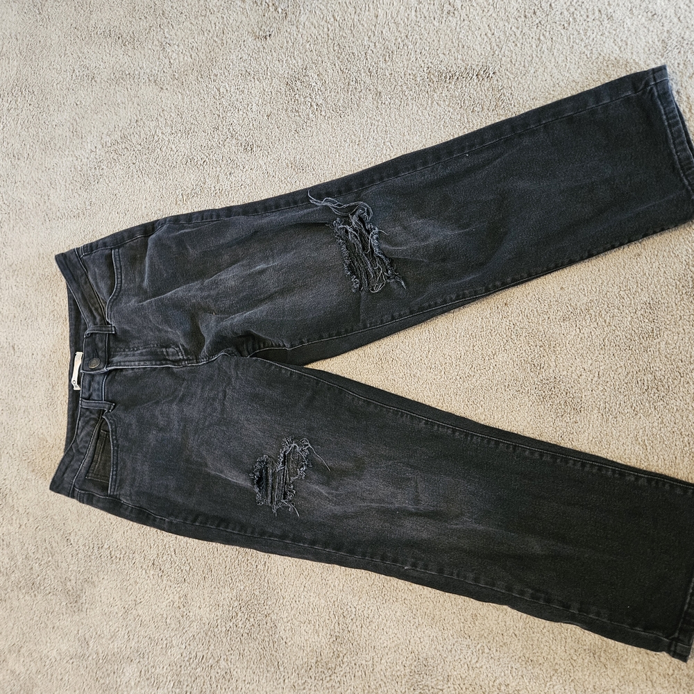 SO Black Distressed Ankle Jeans